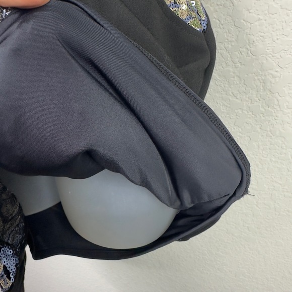 Hale Bob Dress Womens XS Black Blue Sequin Cocktail Formal Prom Dark Romantic - Picture 6 of 11